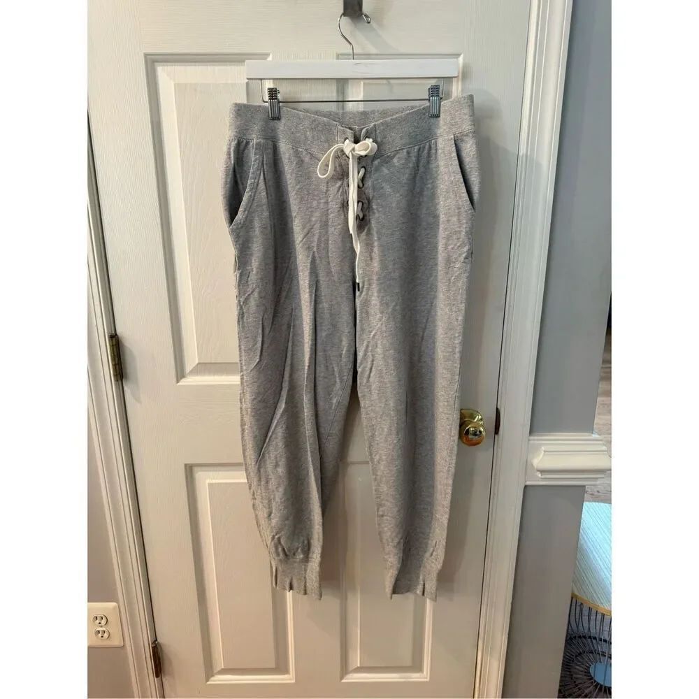 Aerie Gray Lace Up Jogger Boxer Style Sweatpants Sz XL EUC